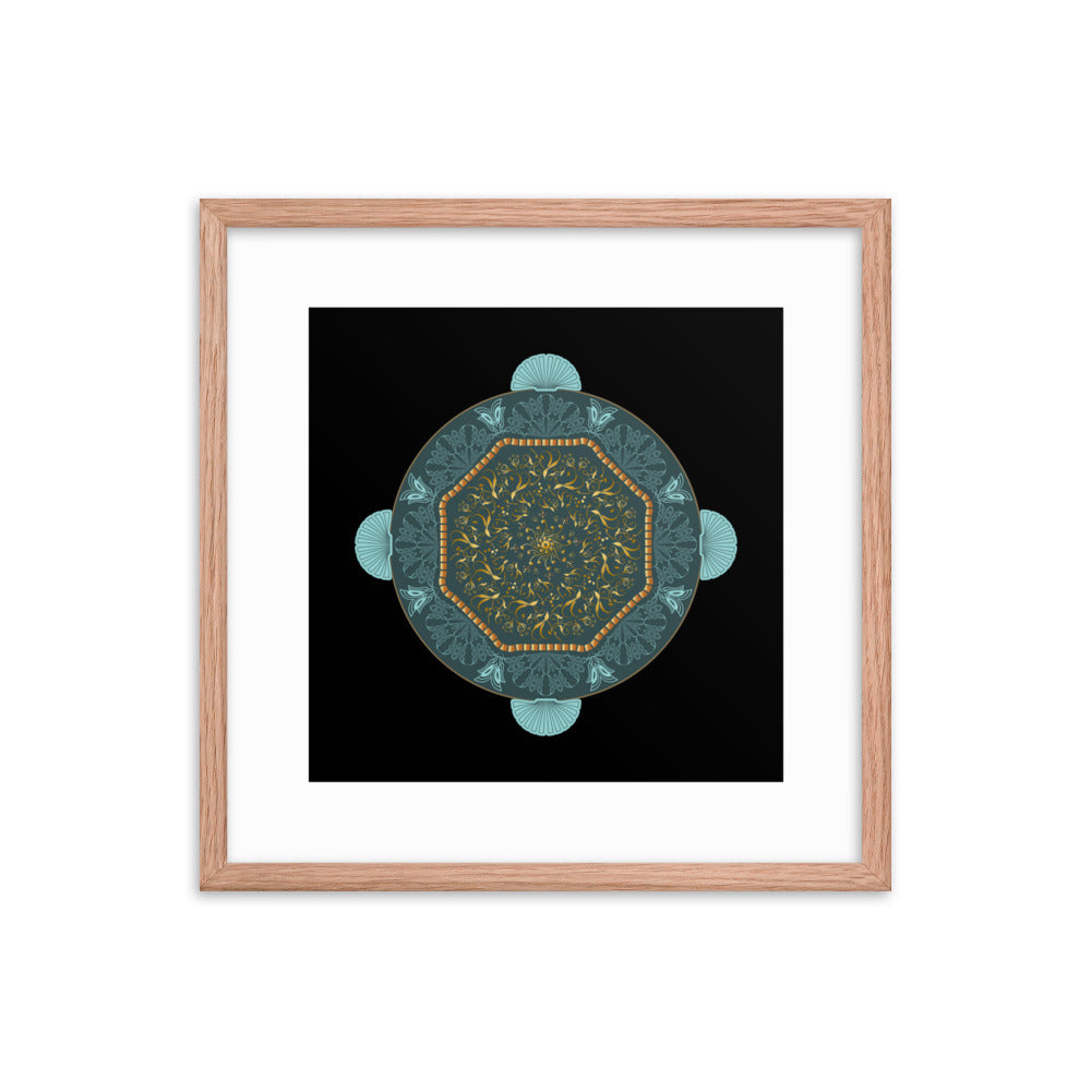 Framed poster Kuklos No 4484 Mandala Gold - Aqua Free Shipping