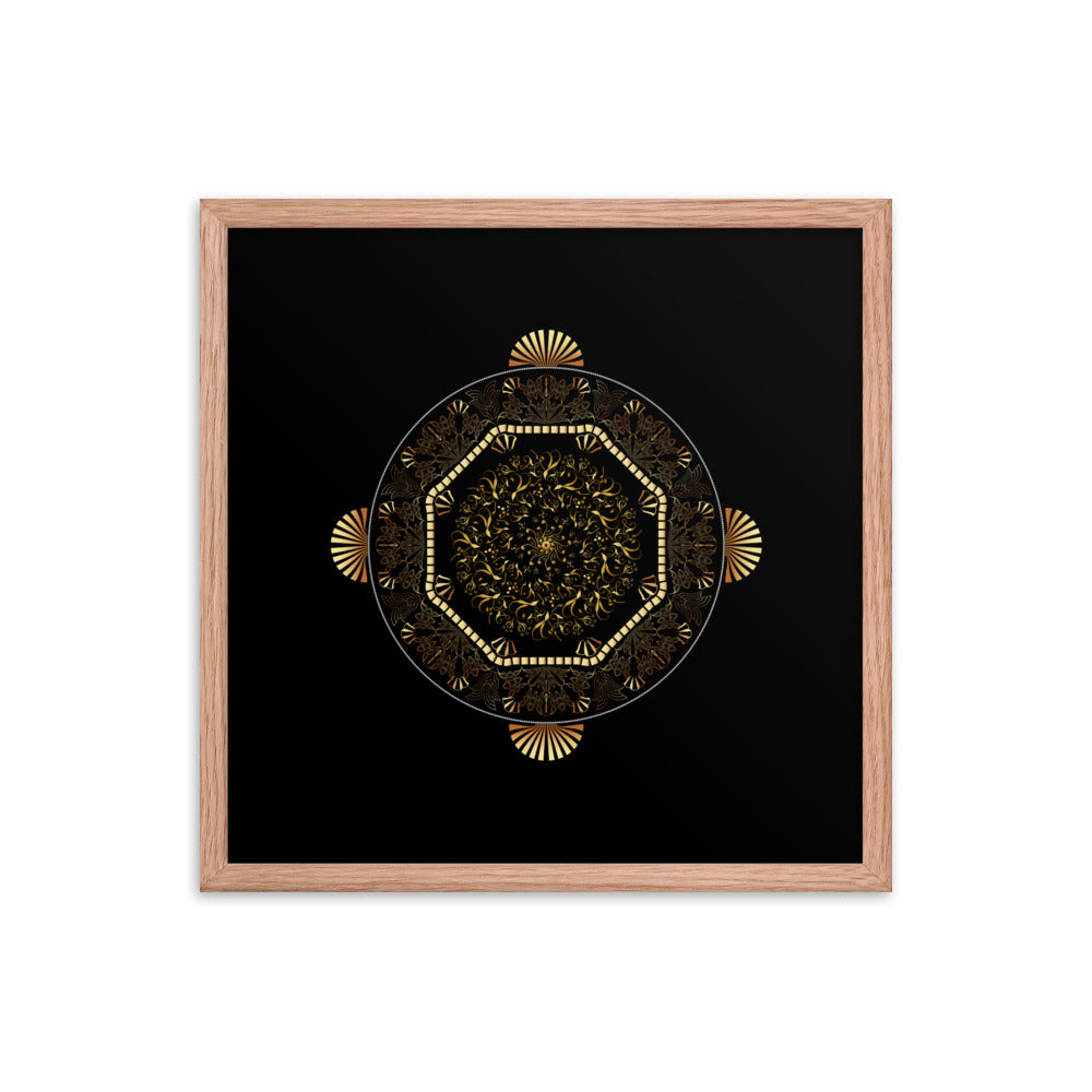 Framed poster Kuklos No 4483 Mandala Gold - Black Free Shipping