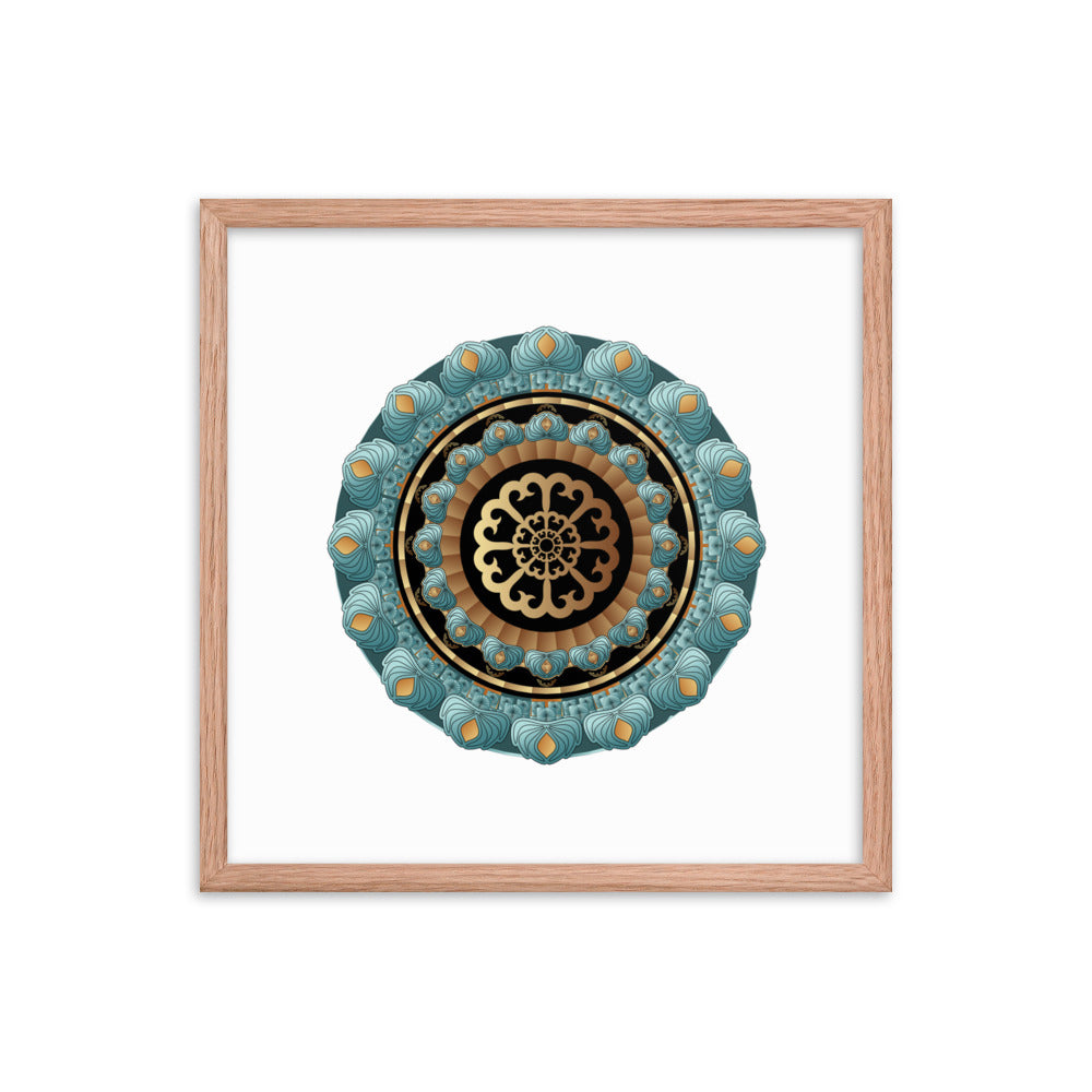 Framed poster Kuklos No 4440 Mandala Aqua - Gold Free Shipping