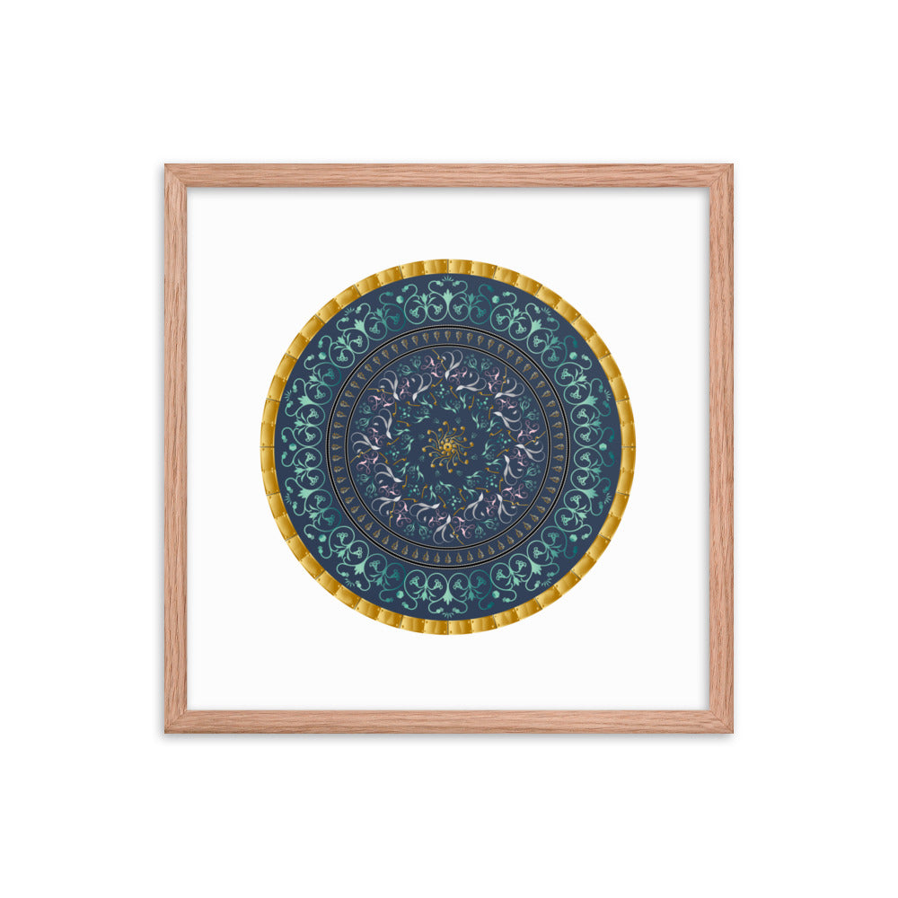 Framed poster Kuklos No 4495 Mandala Aqua - Gold Free Shipping