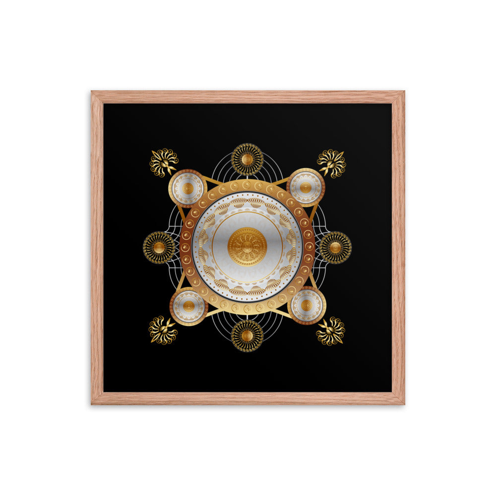 Framed Poster Kuklos No 4029 Mandala Silver - Gold Free Shipping