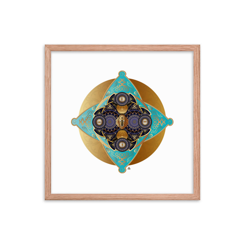 Framed Poster Kuklos No 4062 Mandala Aqua - Navy - Gold Free Shipping