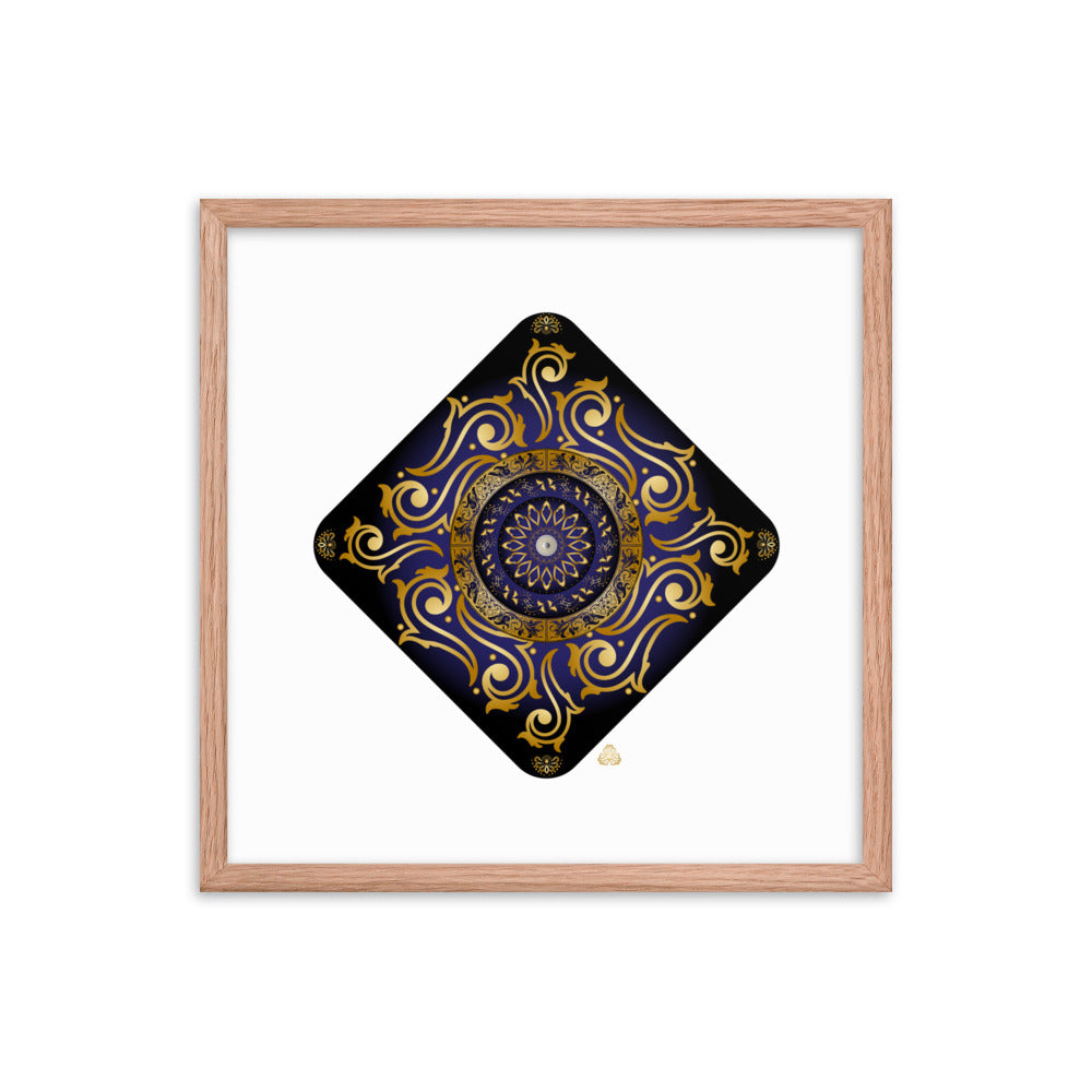 Framed Poster Kuklos No 4089 Mandala Dark Navy Blue- Gold Free Shipping