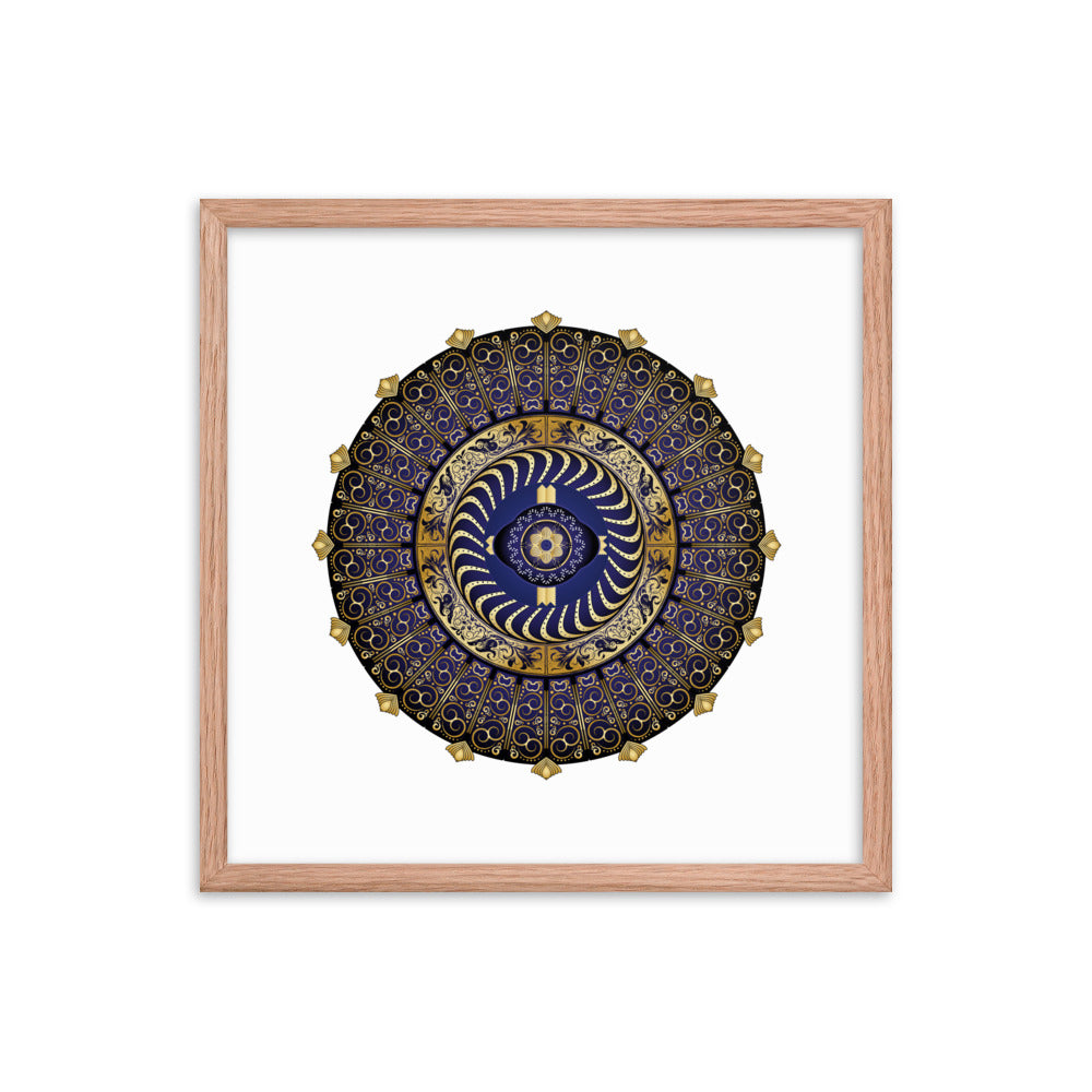 Framed Poster Circulosity No 2987 Mandala Navy - Gold Free Shipping