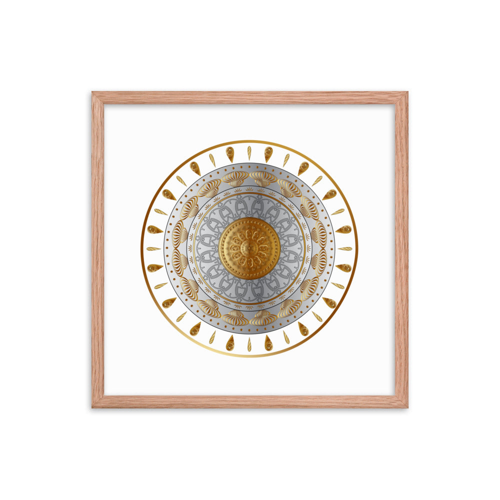 Framed Poster Circumplexical No 3531 Mandala Aqua - Gold Free Shipping