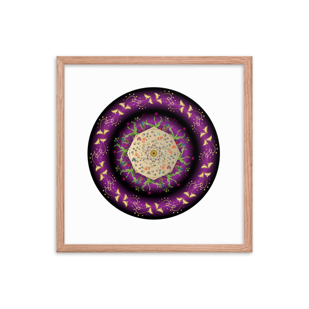 Framed Poster Circumplexical No 3676 Mandala Purple - Gold Free Shipping