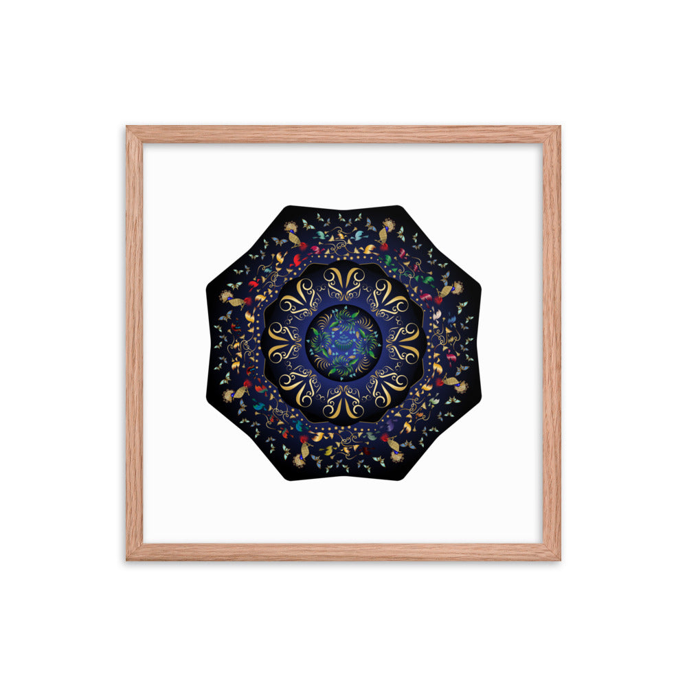 Framed Poster Circumplexical No 3796 Mandala Navy - Gold Free Shipping