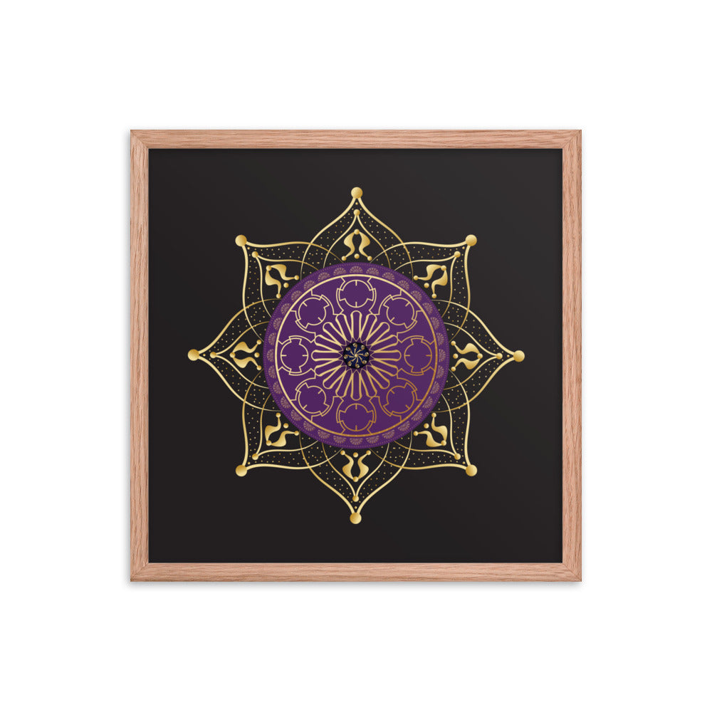 Framed Poster Circumplexical No 4017 Mandala Purple - Gold Free Shipping