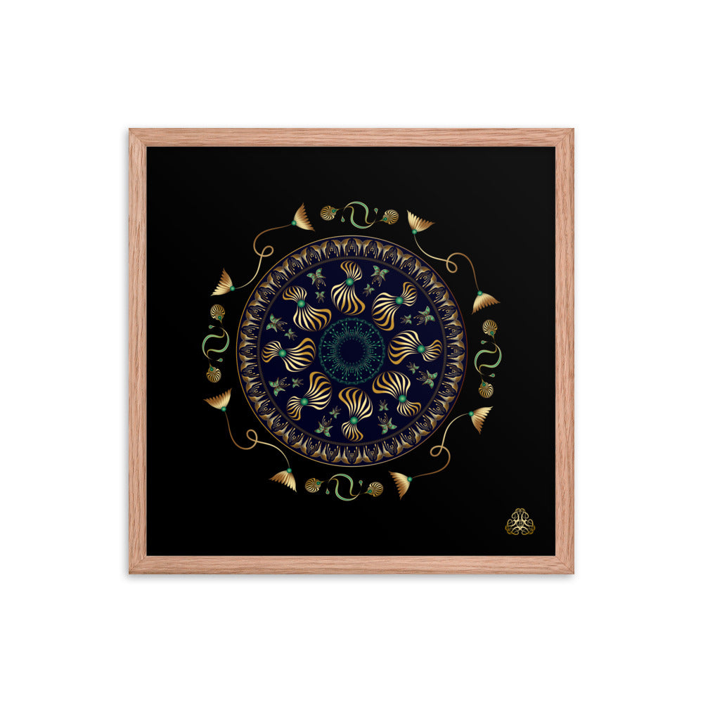 Framed Poster Kuklos No 4315 Intricate Mandala Black - Gold Free Shipping