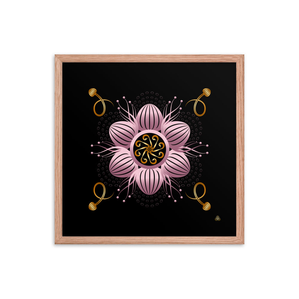 Framed Poster Kuklos No 4404 abstract Mandala Black - Gold - Pink Free Shipping