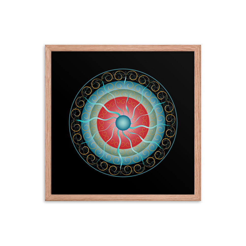 Framed Poster Complexical No 2155 Mandala Black - Red - Gold Free Shipping