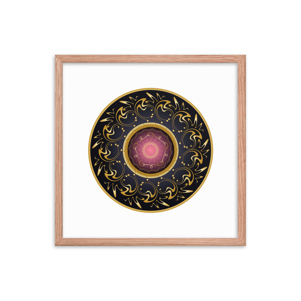 Framed Poster Complexical No 2155 Mandala Black - Red - Gold Free Shipping