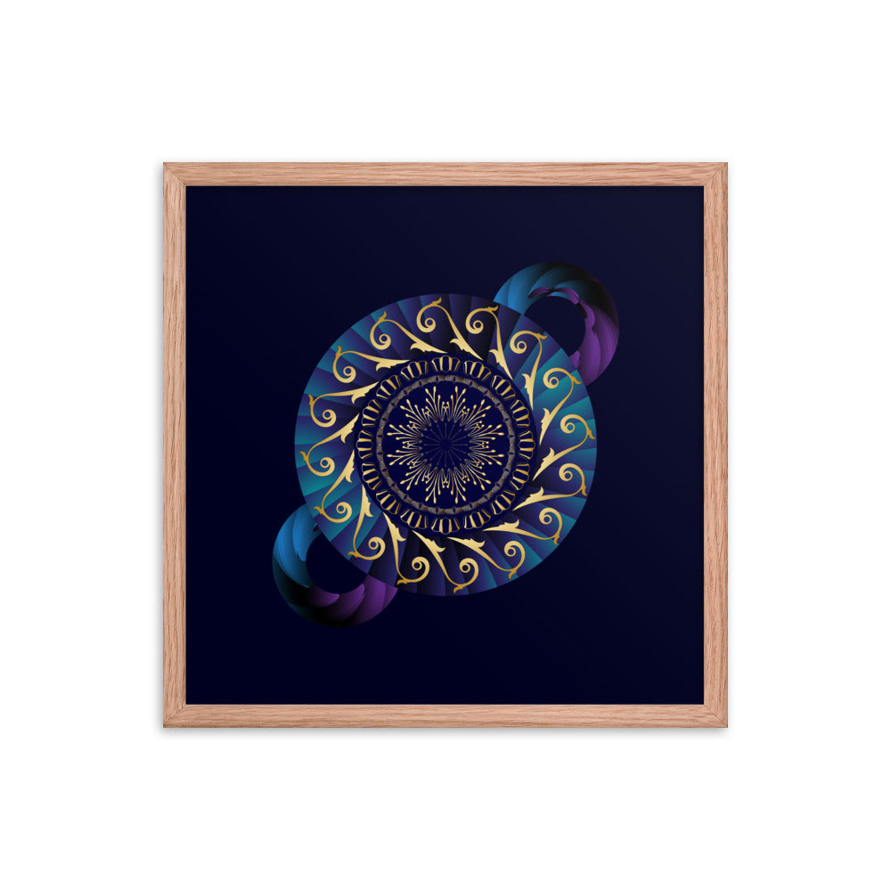 Framed Poster Kuklos No 4313 Mandala Gold - Teal - Purple Free Shipping