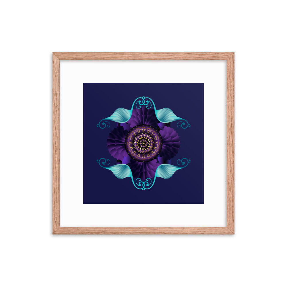 Framed Poster Kuklos No 4364 Mandala Aqua - Purple - Gold Free Shipping