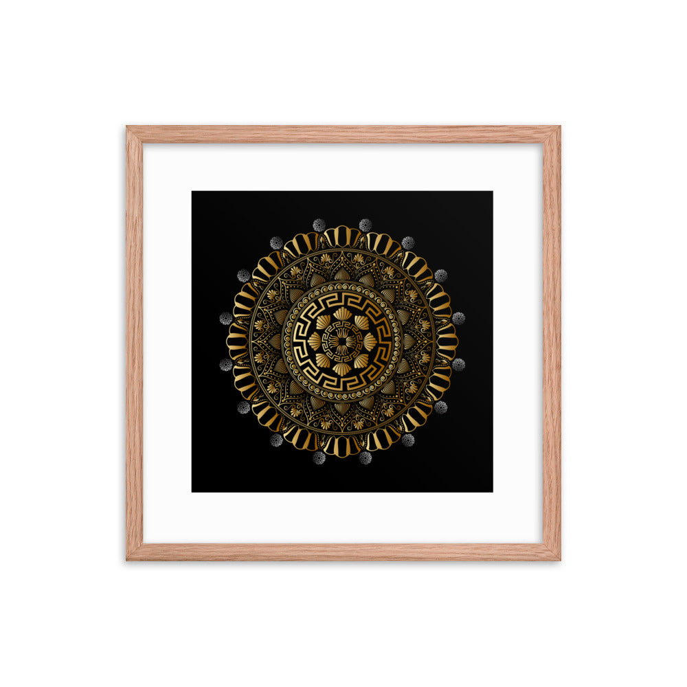 Framed Poster Kuklos No 4354 Mandala Black - Gold Free Shipping