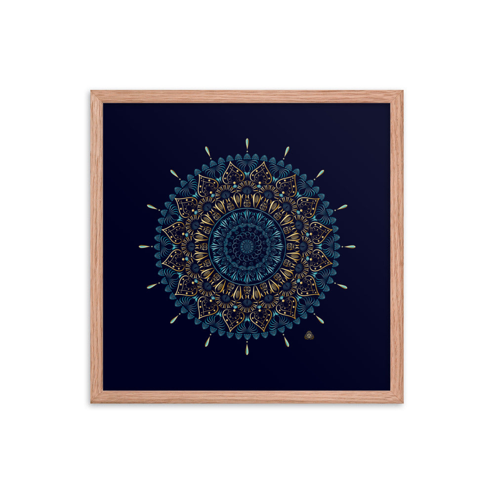 Framed Poster Kuklos No 4331 Mandala Aqua - Gold Free Shipping