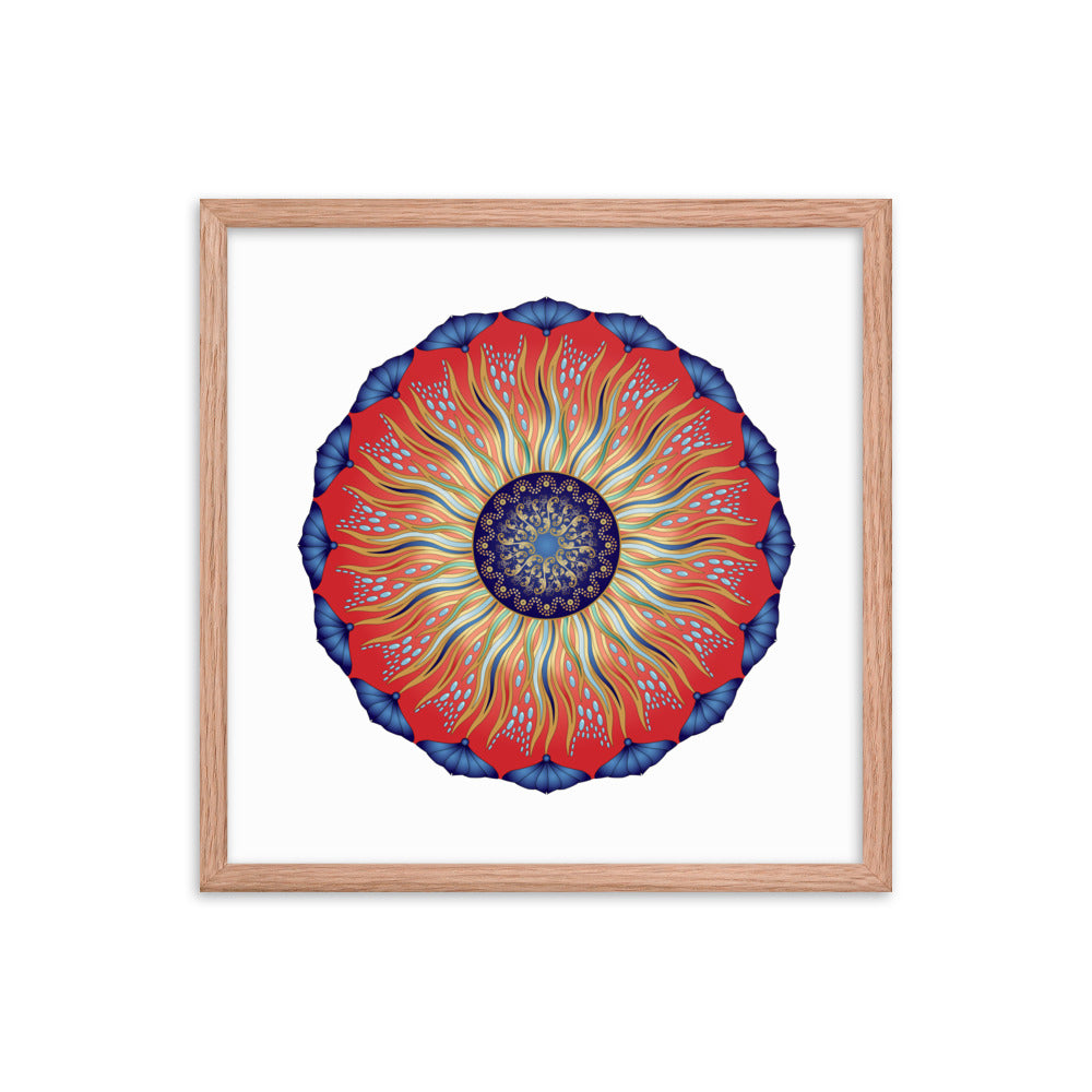 Framed Poster Circularium No 2627 Mandala Navy - Red - Gold Free Shipping