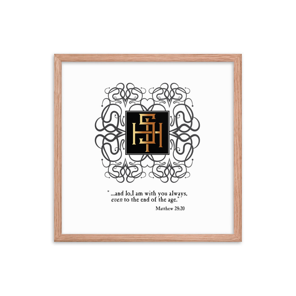 Framed poster IHS Christogram - Matthew 28:20 Free Shipping