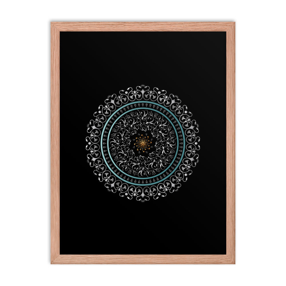 Framed poster Kuklos No 4496 Mandala Silver - Aqua - Gold Free Shipping