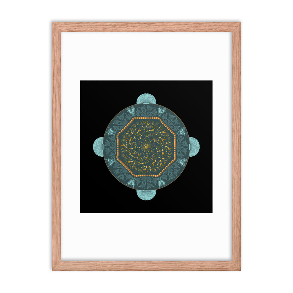 Framed poster Kuklos No 4484 Mandala Gold - Aqua Free Shipping