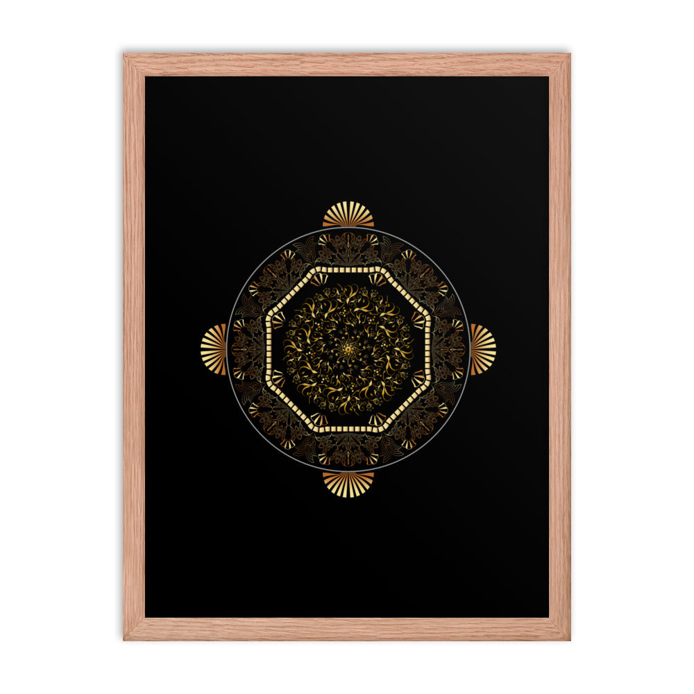 Framed poster Kuklos No 4483 Mandala Gold - Black Free Shipping