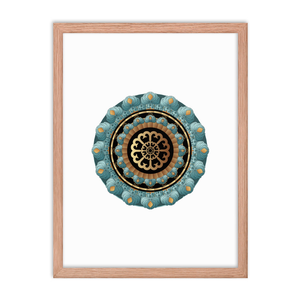 Framed poster Kuklos No 4440 Mandala Aqua - Gold Free Shipping