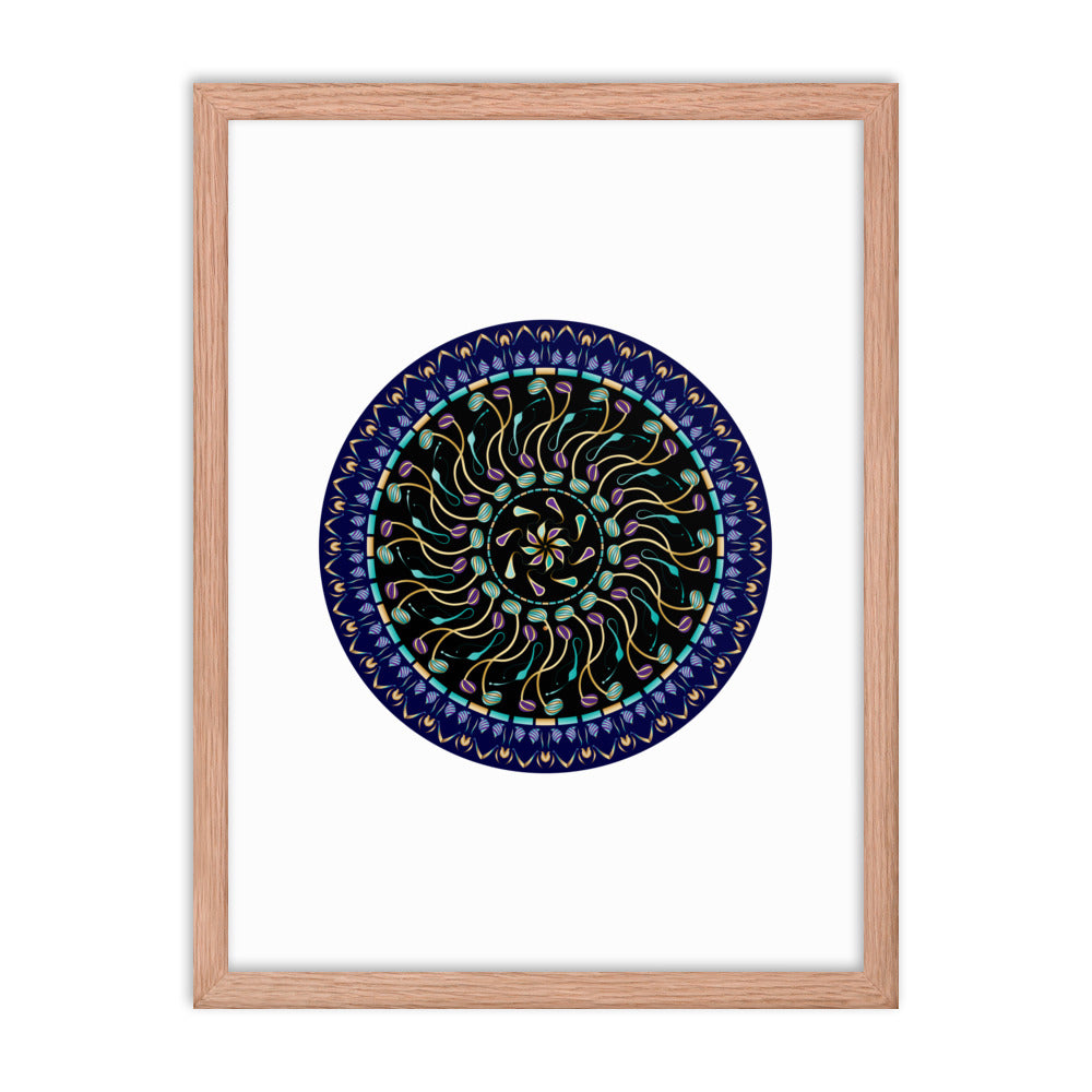 Framed poster Kuklos No 4488 Mandala Aqua - Gold Free Shipping