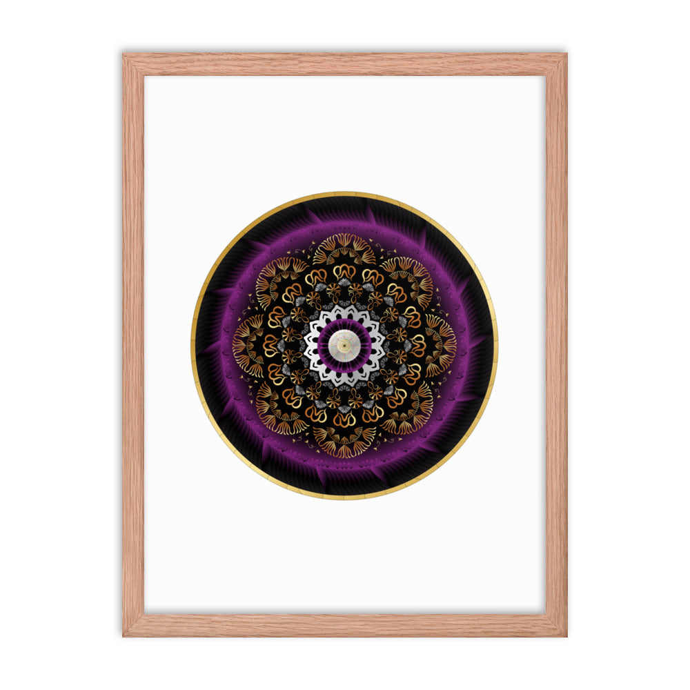 Framed poster Kuklos No 4497 Mandala Silver - Purple - Gold Free Shipping