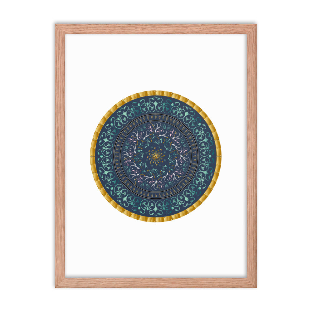 Framed poster Kuklos No 4495 Mandala Aqua - Gold Free Shipping