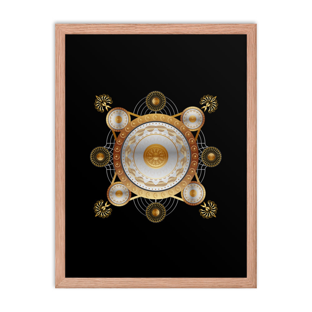 Framed Poster Kuklos No 4029 Mandala Silver - Gold Free Shipping