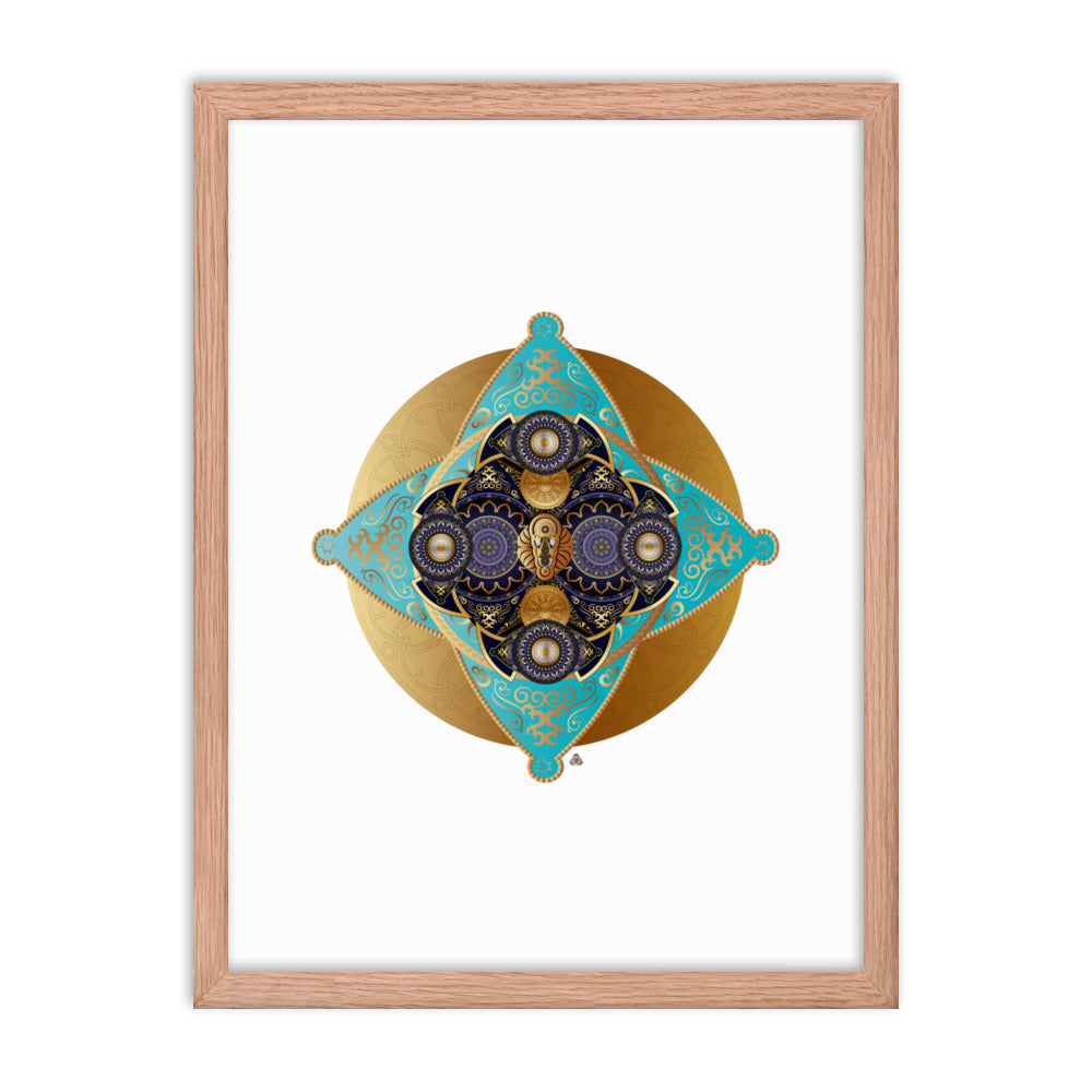 Framed Poster Kuklos No 4062 Mandala Aqua - Navy - Gold Free Shipping