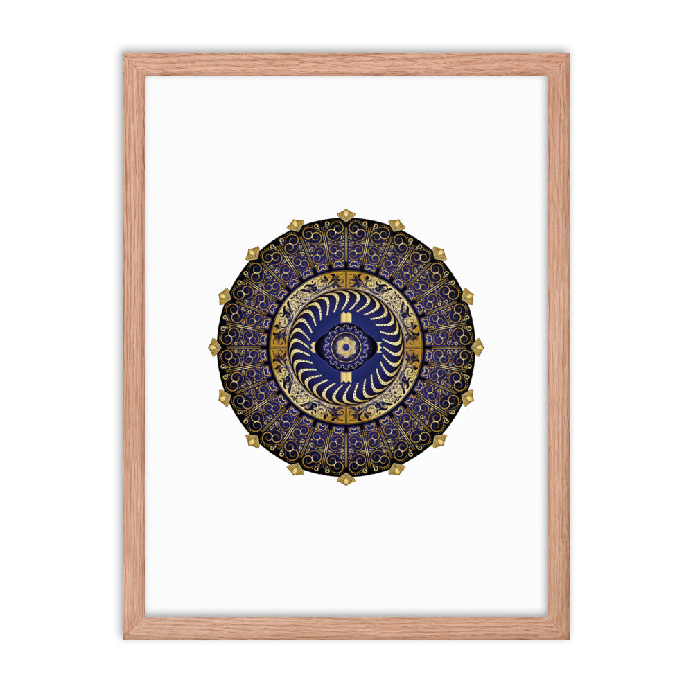 Framed Poster Circulosity No 2987 Mandala Navy - Gold Free Shipping