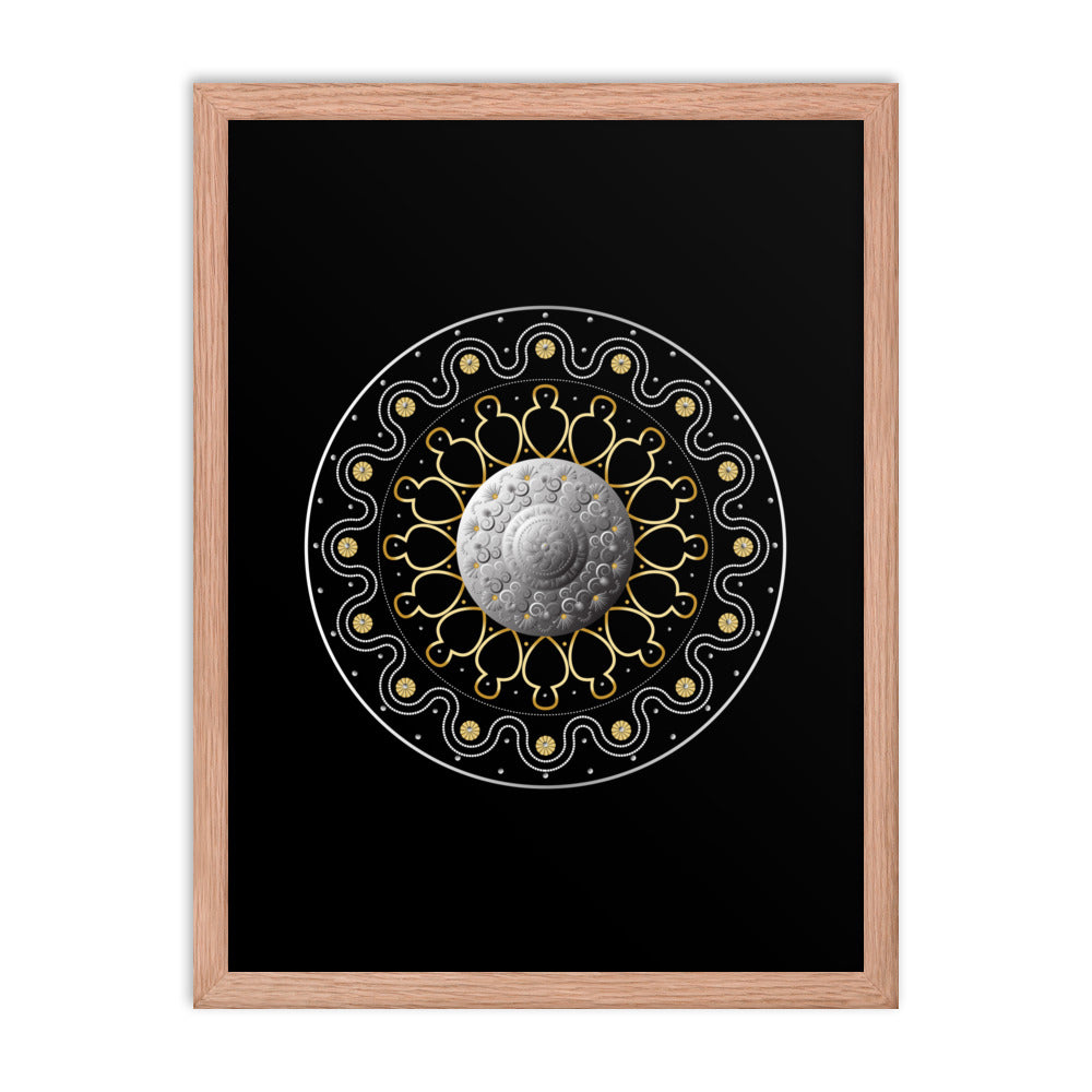 Framed Poster Circulosity No 2810 Mandala Silver - Gold Free Shipping