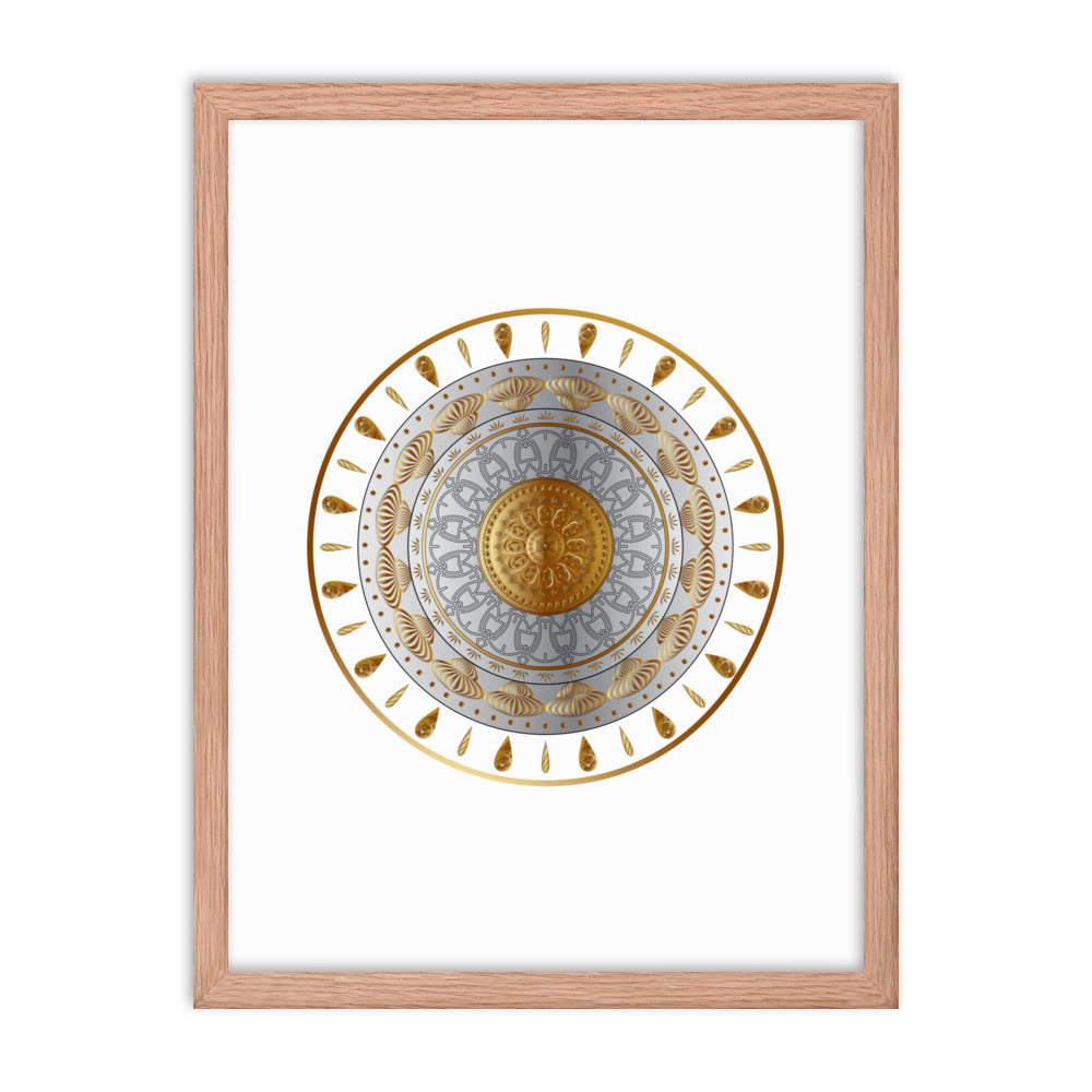 Framed Poster Circumplexical No 3531 Mandala Aqua - Gold Free Shipping