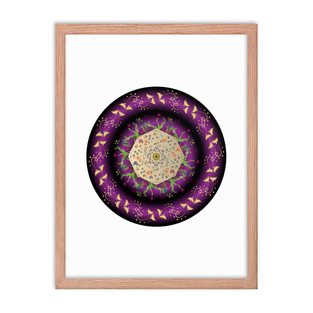 Framed Poster Circumplexical No 3676 Mandala Purple - Gold Free Shipping