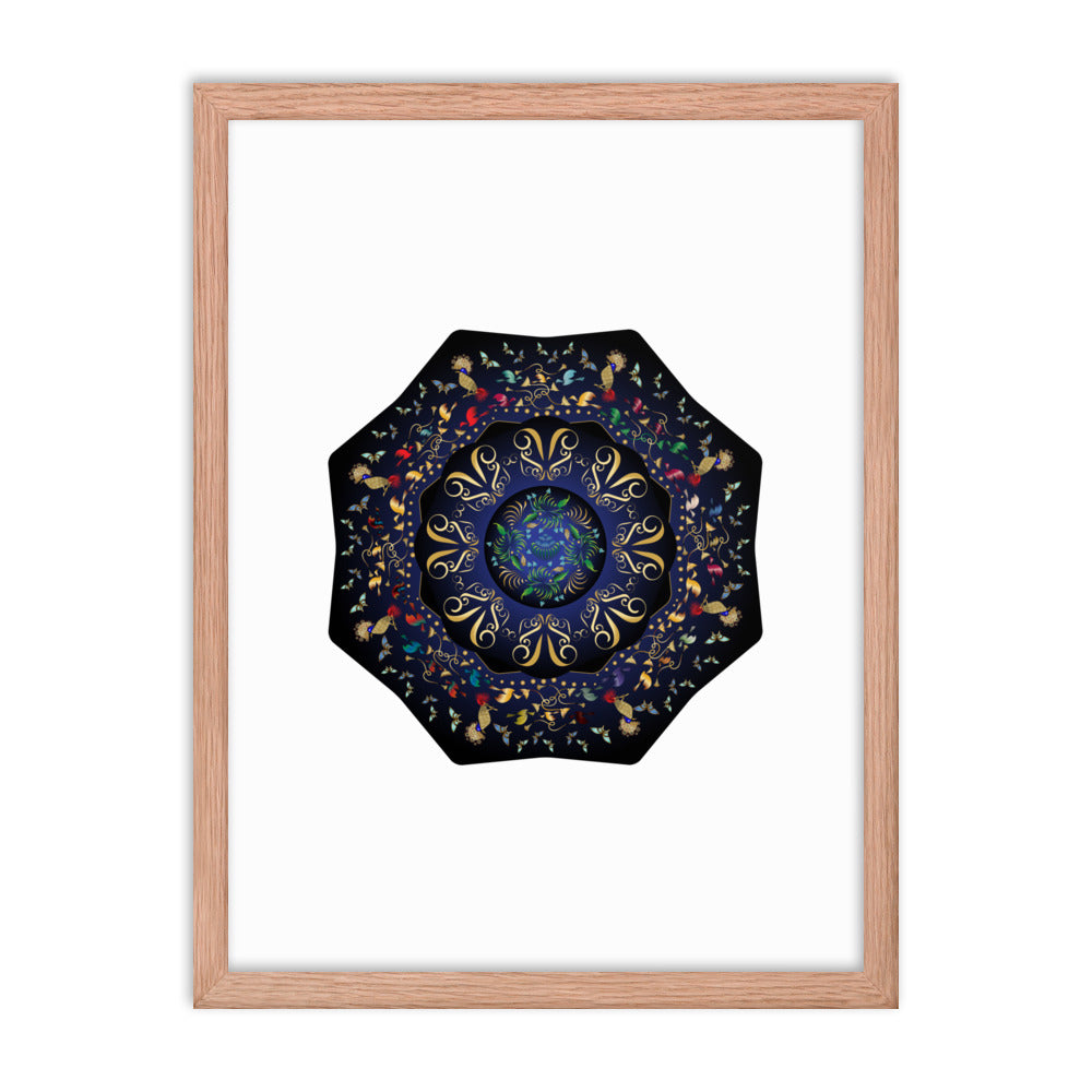 Framed Poster Circumplexical No 3796 Mandala Navy - Gold Free Shipping