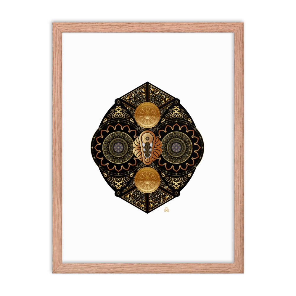 Framed Poster Circumplexical No 3927 Intricate Mandala Black - Gold Free Shipping