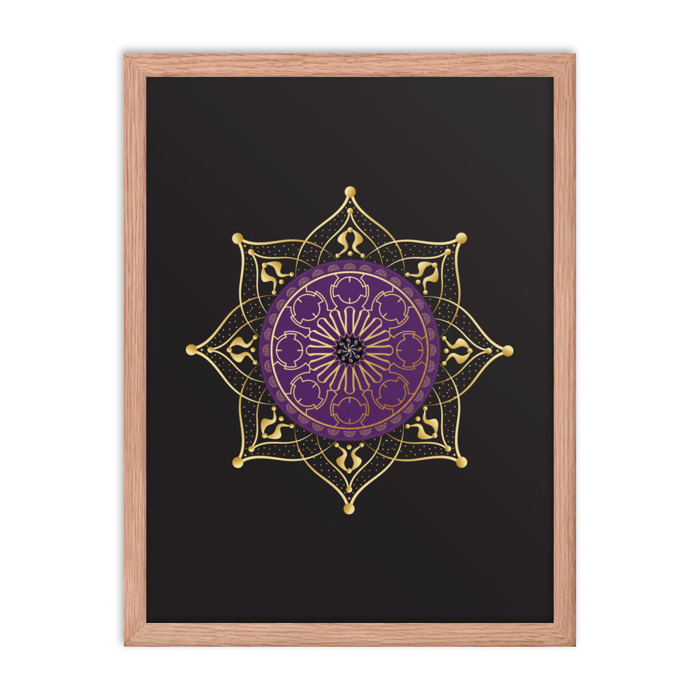 Framed Poster Circumplexical No 4017 Mandala Purple - Gold Free Shipping