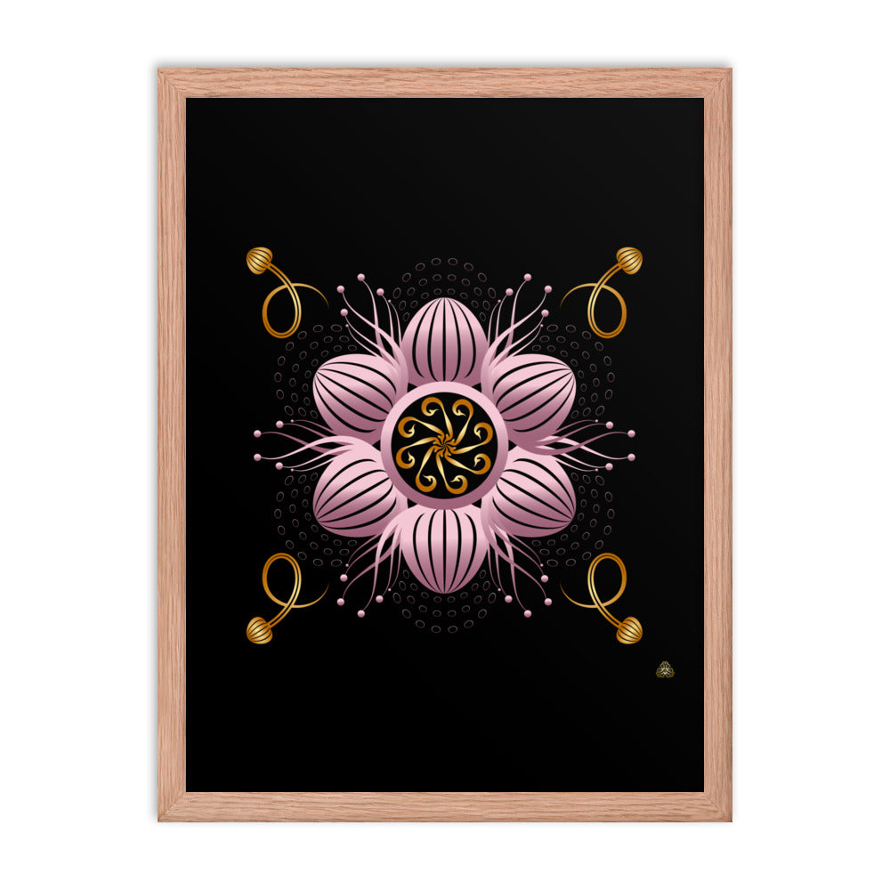 Framed Poster Kuklos No 4404 abstract Mandala Black - Gold - Pink Free Shipping