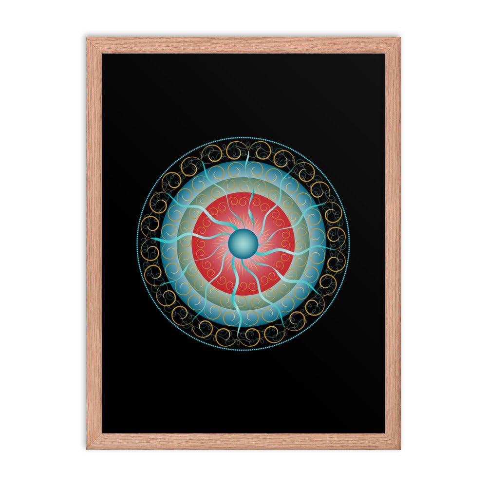 Framed Poster Complexical No 2155 Mandala Black - Red - Gold Free Shipping