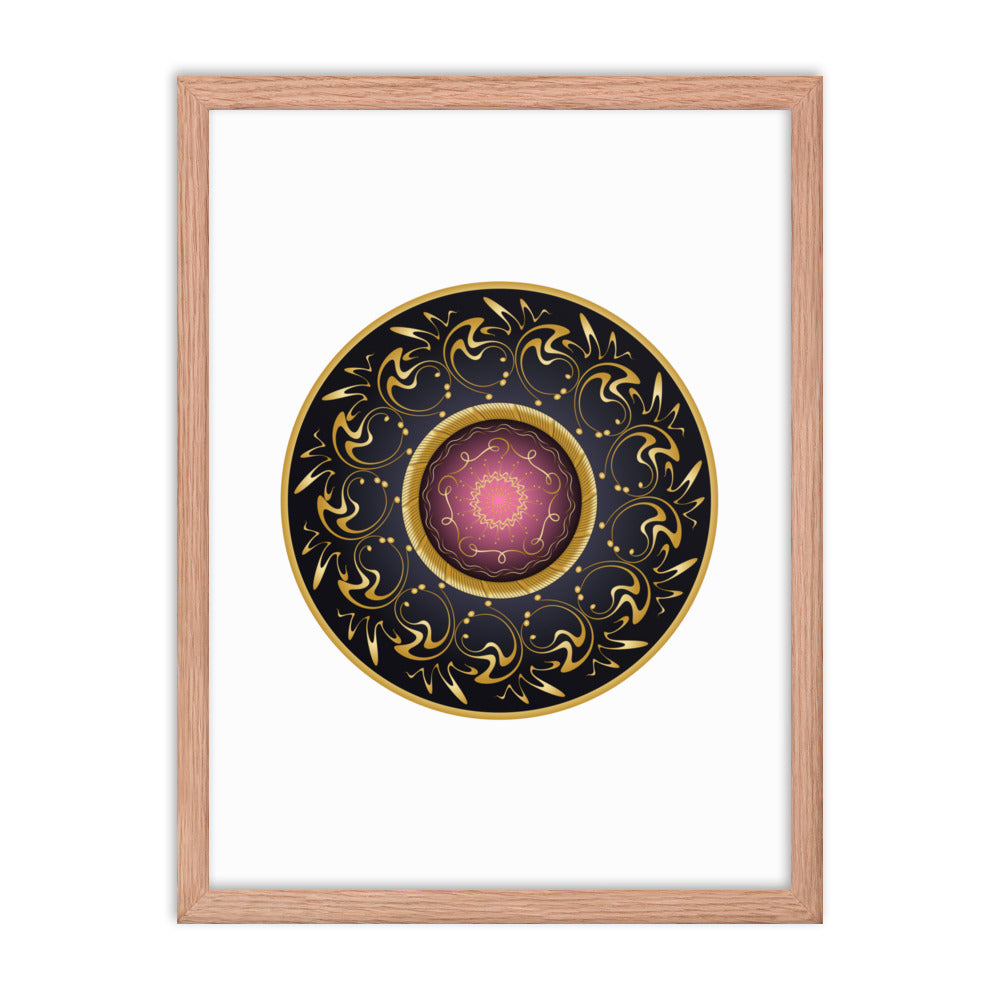 Framed Poster Complexical No 2155 Mandala Black - Red - Gold Free Shipping