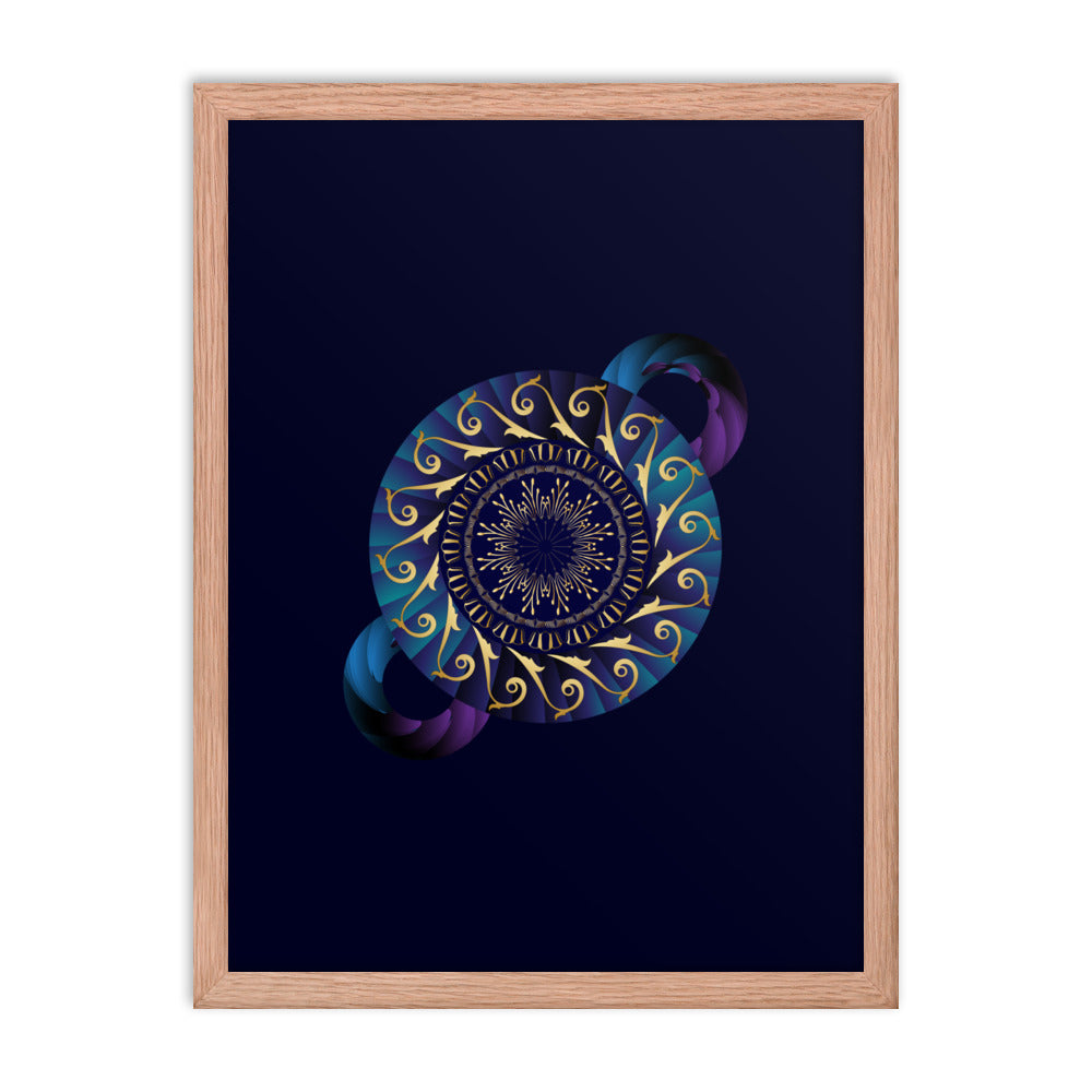 Framed Poster Kuklos No 4313 Mandala Gold - Teal - Purple Free Shipping