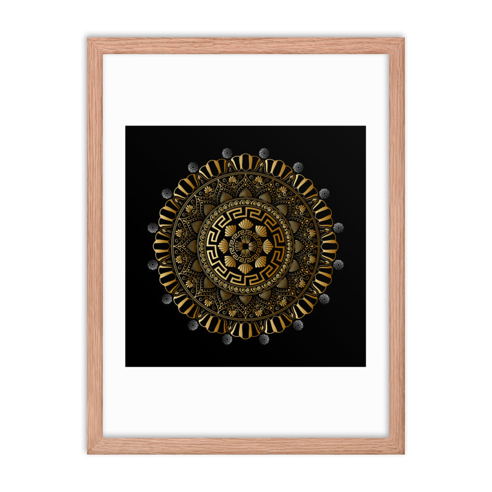 Framed Poster Kuklos No 4354 Mandala Black - Gold Free Shipping