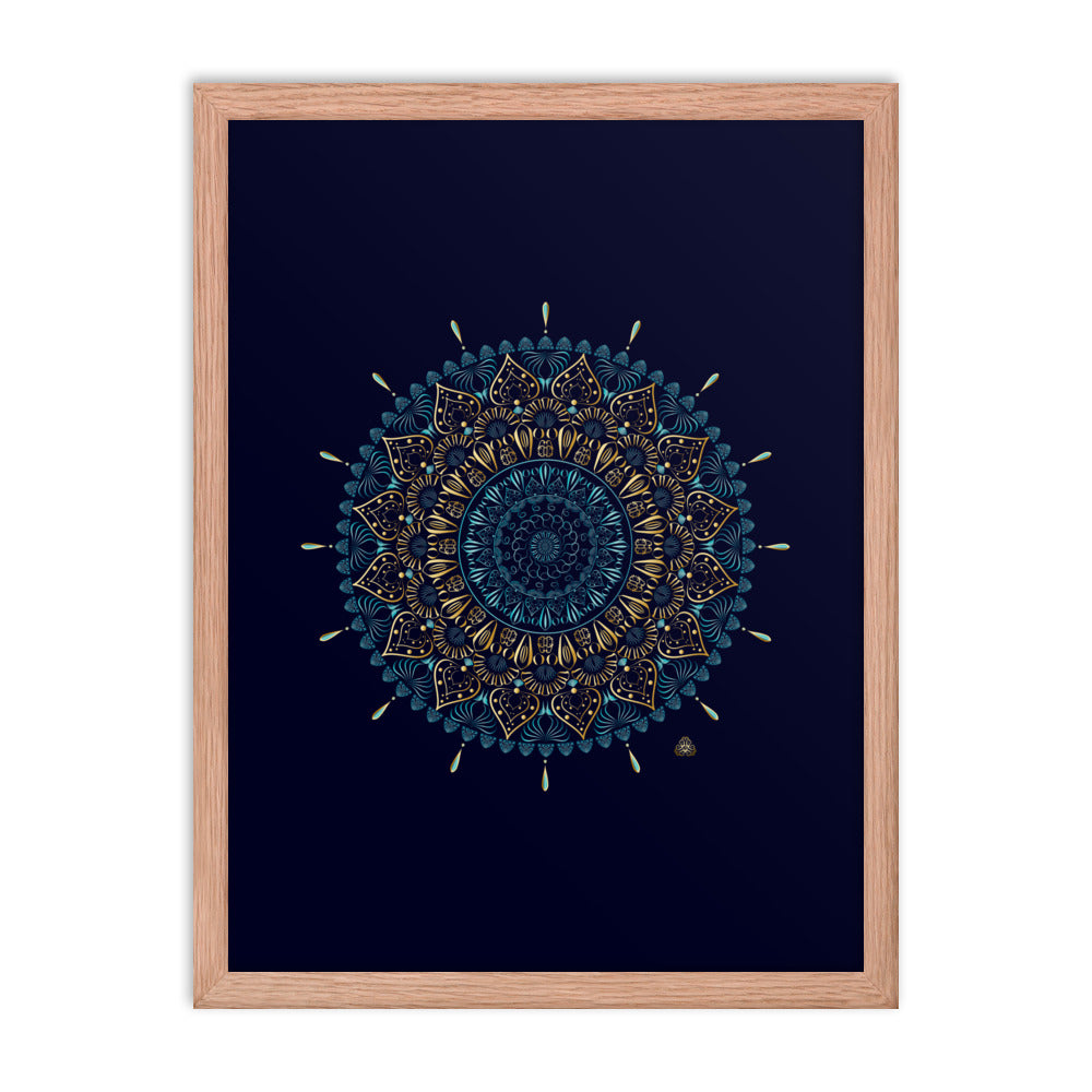 Framed Poster Kuklos No 4331 Mandala Aqua - Gold Free Shipping