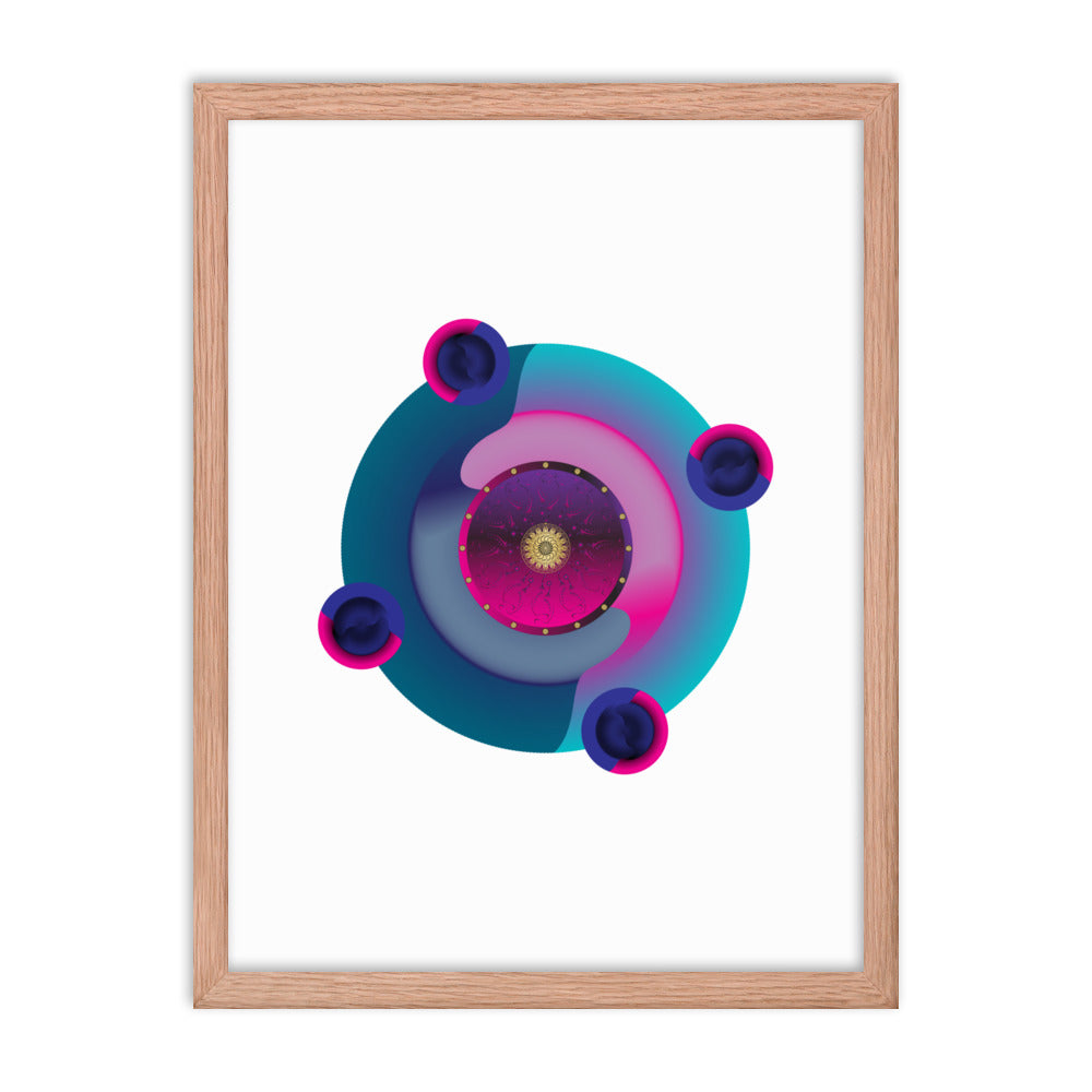 Framed Poster Kuklos No 4301 Mandala Aqua - Pink - Gold Free Shipping