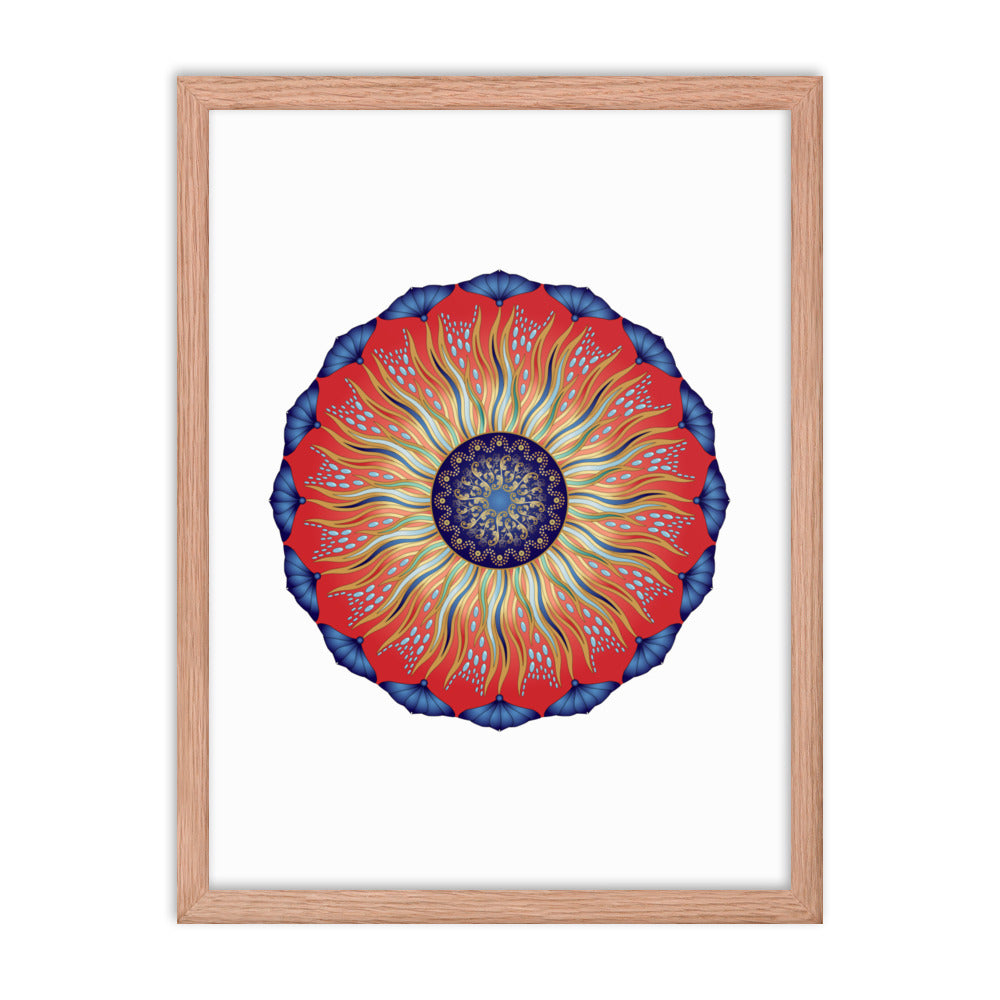 Framed Poster Circularium No 2627 Mandala Navy - Red - Gold Free Shipping