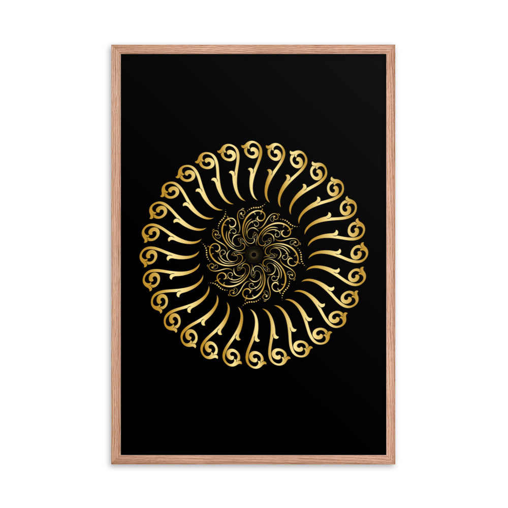 Framed poster Mandala Circularity No 501 Black bkgd Free Shipping