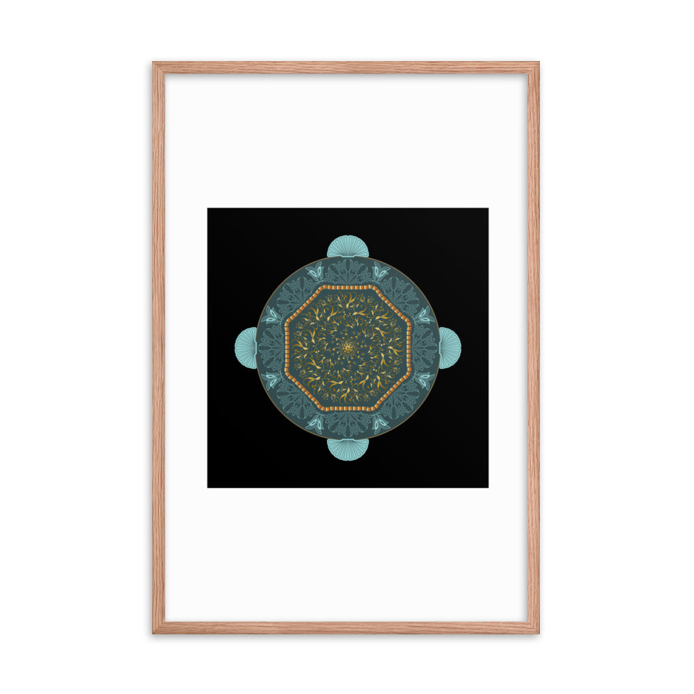 Framed poster Kuklos No 4484 Mandala Gold - Aqua Free Shipping