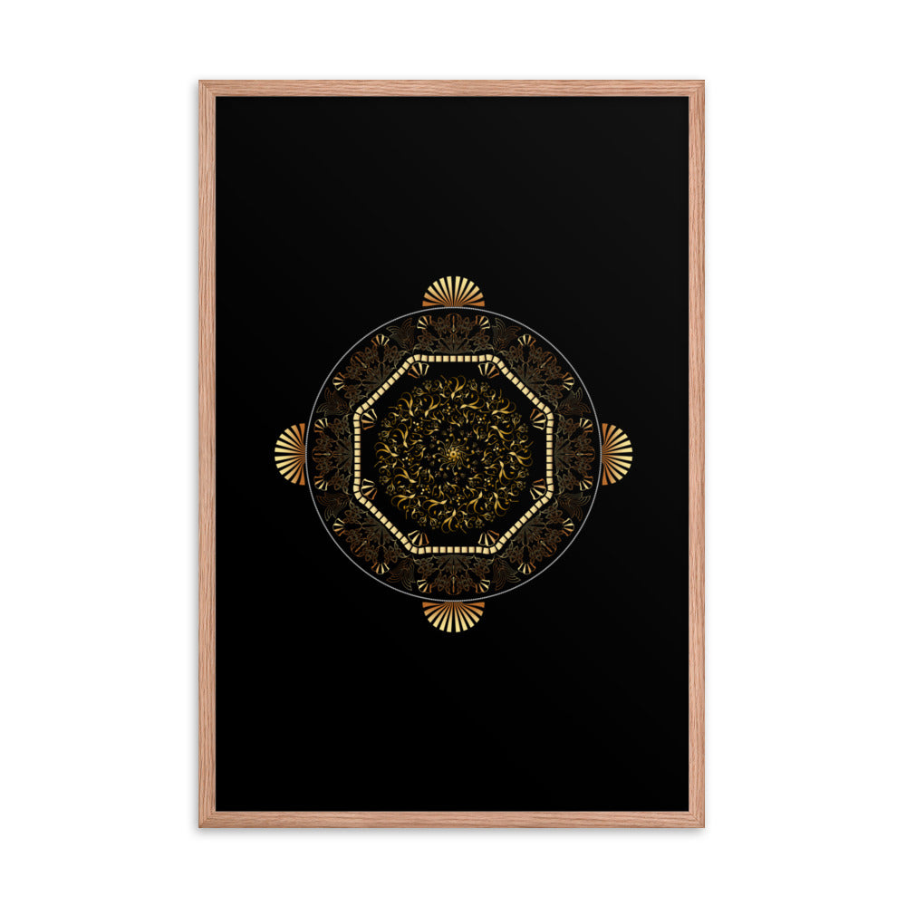 Framed poster Kuklos No 4483 Mandala Gold - Black Free Shipping