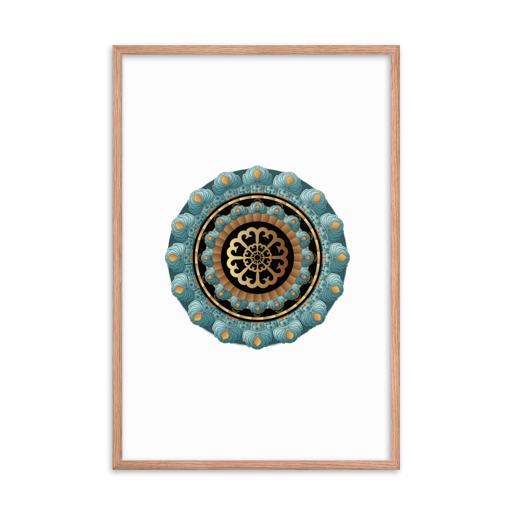 Framed poster Kuklos No 4440 Mandala Aqua - Gold Free Shipping